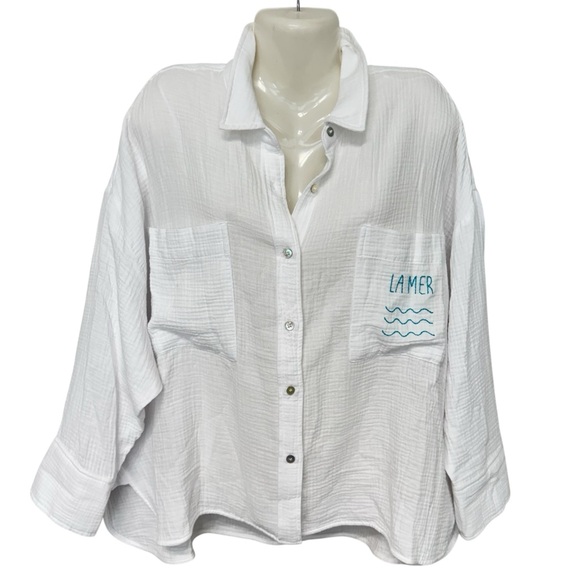 NWT Magaschoni Organic Cotton White Shirt button down size XL - Picture 1 of 13